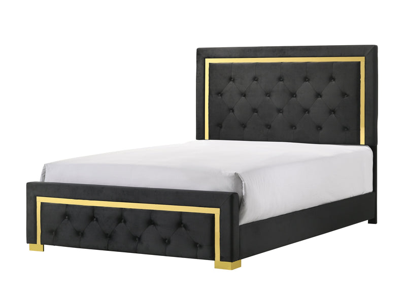 Pepe Black/Gold Panel Upholstered Bedroom Set - Gate FurnitureBedroom Set