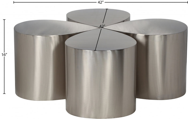 Petal Iron 4pc. Coffee Table in Silver - 99087Silver-CT-4PC