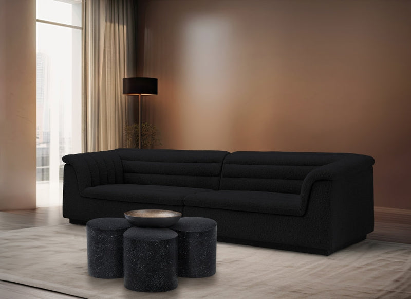 Petal Terrazzo Pattern Iron 4pc. Coffee Table in Black - 99088Black-CT-4PC