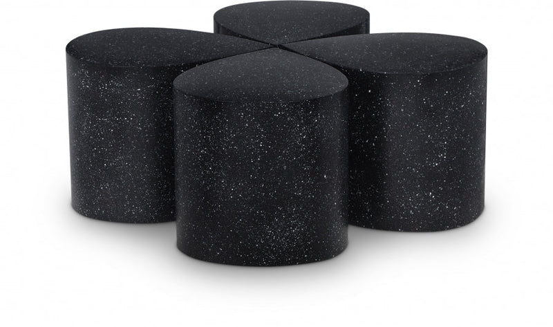 Petal Terrazzo Pattern Iron 4pc. Coffee Table in Black - 99088Black-CT-4PC