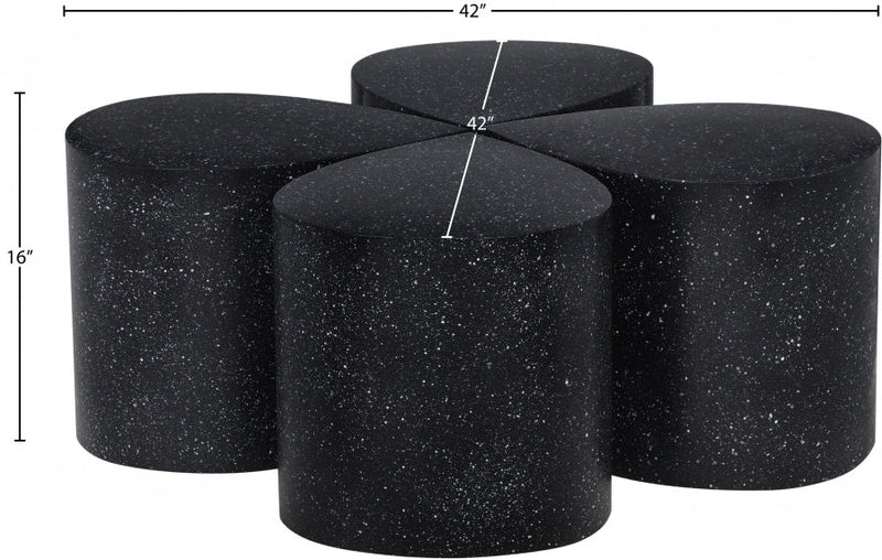 Petal Terrazzo Pattern Iron 4pc. Coffee Table in Black - 99088Black-CT-4PC