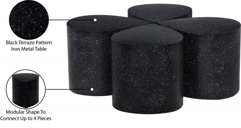 Petal Terrazzo Pattern Iron 4pc. Coffee Table in Black - 99088Black-CT-4PC