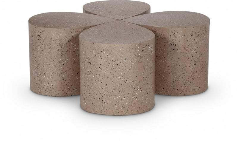 Petal Terrazzo Pattern Iron 4pc. Coffee Table in Taupe - 99088Taupe-CT-4PC