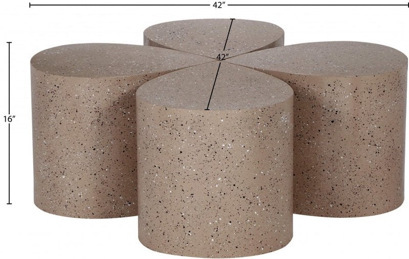 Petal Terrazzo Pattern Iron 4pc. Coffee Table in Taupe - 99088Taupe-CT-4PC
