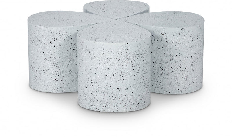 Petal Terrazzo Pattern Iron 4pc. Coffee Table in White - 99088White-CT-4PC