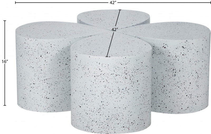 Petal Terrazzo Pattern Iron 4pc. Coffee Table in White - 99088White-CT-4PC