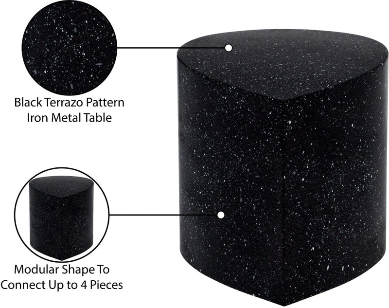 Petal Terrazzo Pattern Iron Coffee Table in Black - 99088Black-CT
