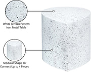 Petal Terrazzo Pattern Iron Coffee Table in White - 99088White-CT