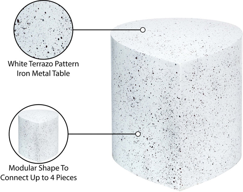 Petal Terrazzo Pattern Iron Coffee Table in White - 99088White-CT