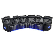 Phantom - Black & Gray Power Recliner Sectional with Storage Console, Bluetooth Speaker, Subwoofer, Wireless Charger, Tube LED Light, LED on Sides, Cup Holder, USB Charger - S420-Sectional