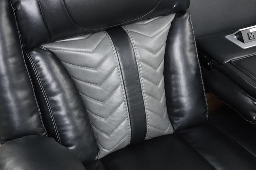 Phantom - Black & Gray Power Recliner Sofa with Drop Down Table, Reading Light, Power Source, Tube LED Light, LED on Sides, Cup Holder, USB Charger - L674-S