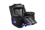 Phantom - Black & Gray Power Recliner with Tube LED Light, LED on Sides, USB Charger - L674-R