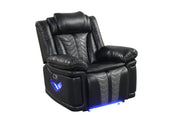 Phantom - Black & Gray Power Recliner with Tube LED Light, LED on Sides, USB Charger - L674-R