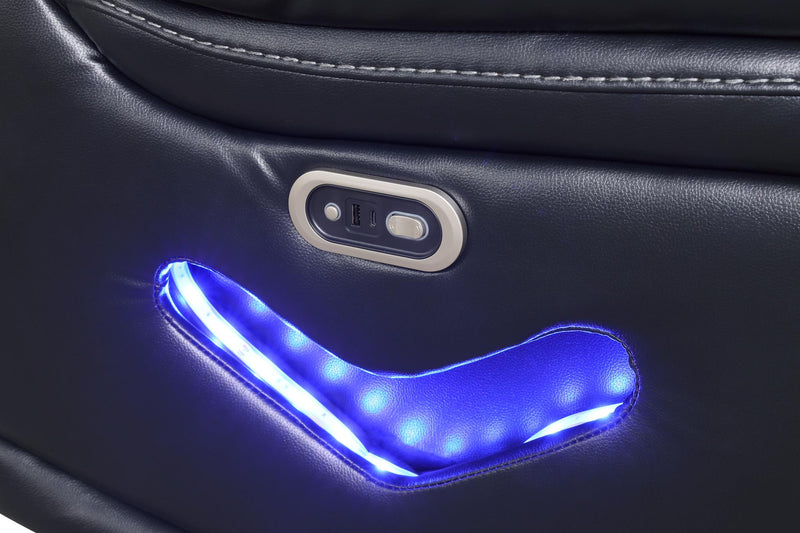 Phantom - Black & Gray Power Reclining, DDT, Reading Light, Power Source, Storage Console, Bluetooth Speaker, Subwoofer, Wireless Charger, Tube LED Light, LED on Sides, Cup Holder, USB Charger - L674-SLR