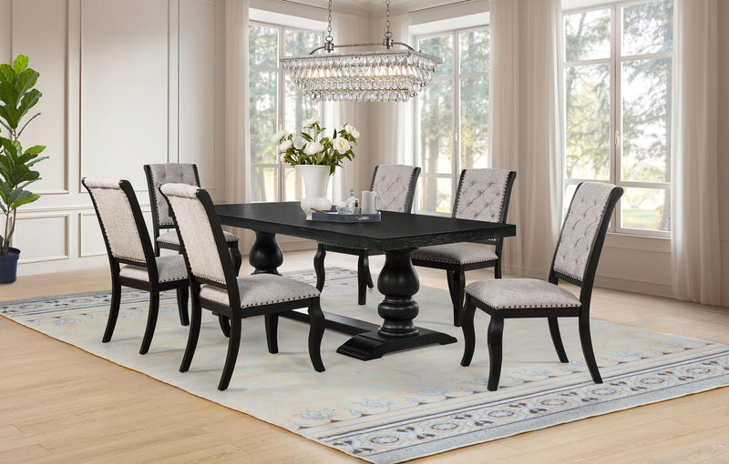 Phelps 7-piece Rectangular Dining Table Set Distressed Noir - 121231-S7C