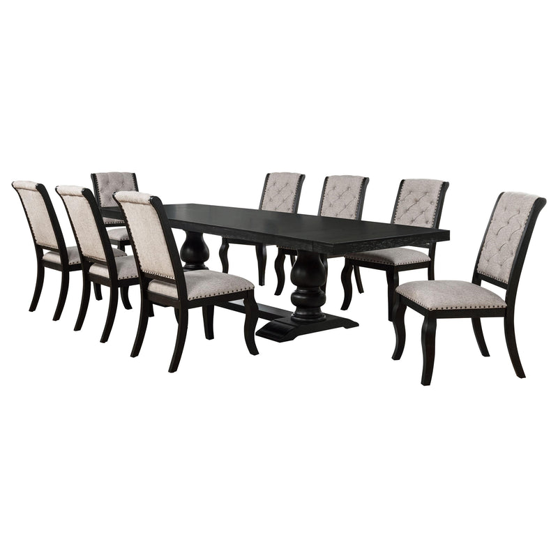 Phelps 9-piece Rectangular Dining Table Set Distressed Noir - 121231-S9C