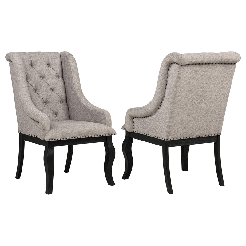 Phelps Upholstered Dining Arm Chair Tan Distressed Noir (Set of 2) - 121233