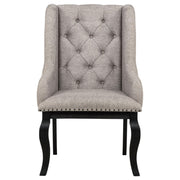 Phelps Upholstered Dining Arm Chair Tan Distressed Noir (Set of 2) - 121233