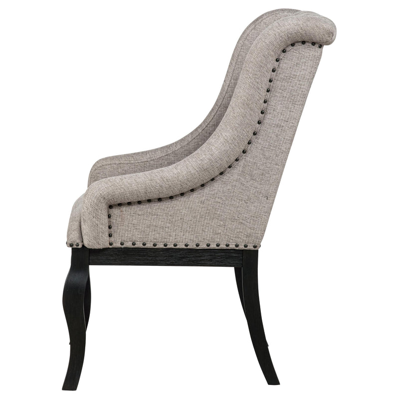 Phelps Upholstered Dining Arm Chair Tan Distressed Noir (Set of 2) - 121233