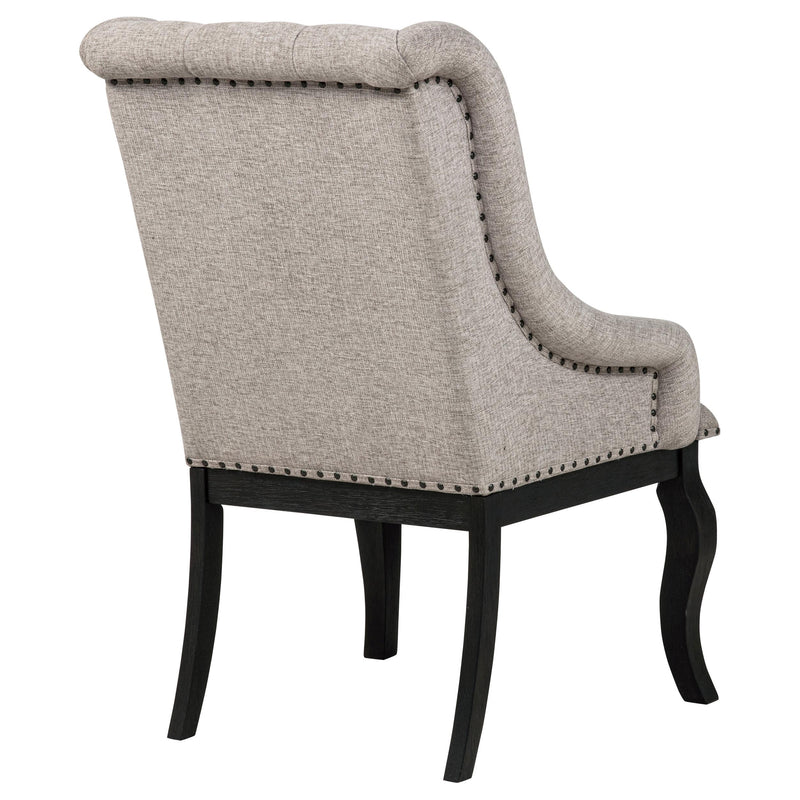 Phelps Upholstered Dining Arm Chair Tan Distressed Noir (Set of 2) - 121233