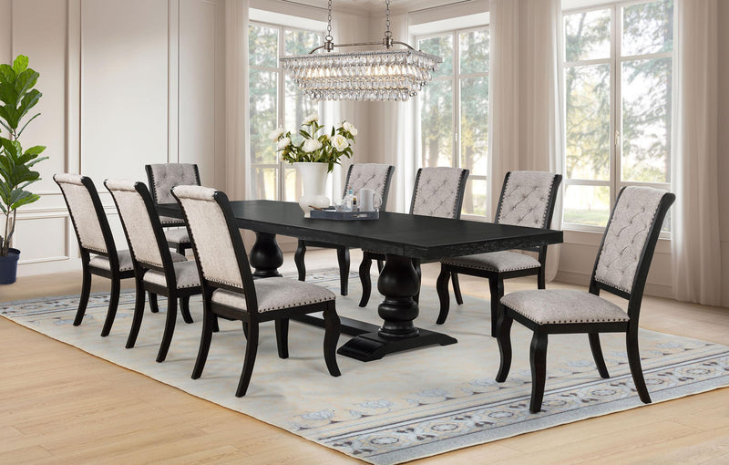 Phelps Upholstered Dining Side Chair Tan Distressed Noir (Set of 2) - 121232