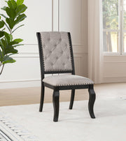 Phelps Upholstered Dining Side Chair Tan Distressed Noir (Set of 2) - 121232