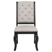 Phelps Upholstered Dining Side Chair Tan Distressed Noir (Set of 2) - 121232