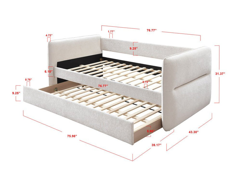 Philipa Oatmeal Twin Daybed with Trundle - Gate FurnitureDaybed
