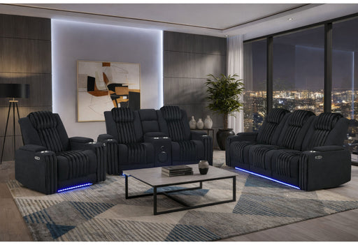 U8000 Black Pwr Rec Sofa/Pwr Console Rec Loveseat W/Phr - U8000-BLACK-PCRLS/PRS W/ PHR