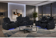 U8000 Black Pwr Rec Sofa/Pwr Console Rec Loveseat W/Phr - U8000-BLACK-PCRLS/PRS W/ PHR
