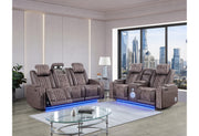 U8000 Brown Pwr Rec Sofa/Pwr Console Rec Loveseat W/Phr - U8000-BROWN-PCRLS/PRS W/ PHR