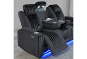 U8000 Black Pwr Rec Sofa/Pwr Con Rec Loveseat/Pwr Recliner W/Phr - U8000-BLACK-PCRLS/ PRS/ PR W/ PHR
