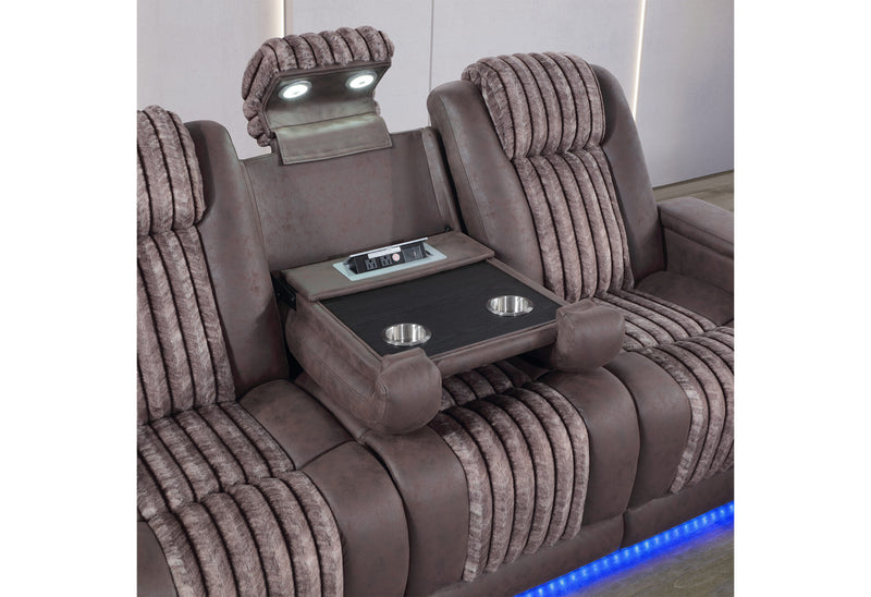 U8000 Brown Pwr Rec Sofa/Pwr Console Rec Loveseat W/Phr - U8000-BROWN-PCRLS/PRS W/ PHR