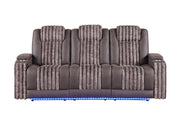 U8000 Brown Pwr Rec Sofa W/Phr, Ddt, Reading Light & Led Light - U8000-BROWN-PRS W/ PHR DDT WC + LED