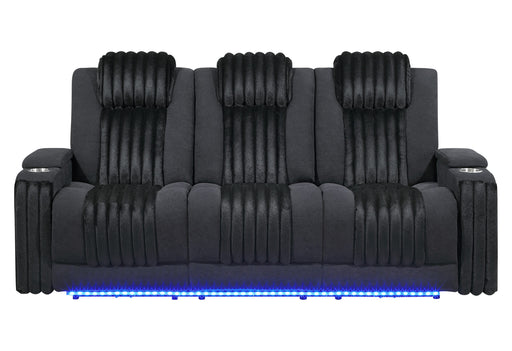 U8000 Black Pwr Rec Sofa W/Phr, Ddt, Reading Light & Led Light - U8000-BLACK-PRS W/ PHR DDT WC + LED