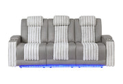 U8000 Grey Pwr Rec Sofa W/Phr, Ddt, Reading Light & Led Light - U8000-GREY-PRS W/ PHR DDT WC + LED