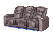 U8000 Brown Pwr Rec Sofa W/Phr, Ddt, Reading Light & Led Light - U8000-BROWN-PRS W/ PHR DDT WC + LED