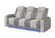 U8000 Grey Pwr Rec Sofa W/Phr, Ddt, Reading Light & Led Light - U8000-GREY-PRS W/ PHR DDT WC + LED
