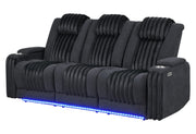 U8000 Black Pwr Rec Sofa W/Phr, Ddt, Reading Light & Led Light - U8000-BLACK-PRS W/ PHR DDT WC + LED