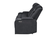 U8000 Black Pwr Rec Sofa W/Phr, Ddt, Reading Light & Led Light - U8000-BLACK-PRS W/ PHR DDT WC + LED