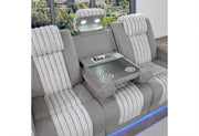 U8000 Grey Pwr Rec Sofa W/Phr, Ddt, Reading Light & Led Light - U8000-GREY-PRS W/ PHR DDT WC + LED