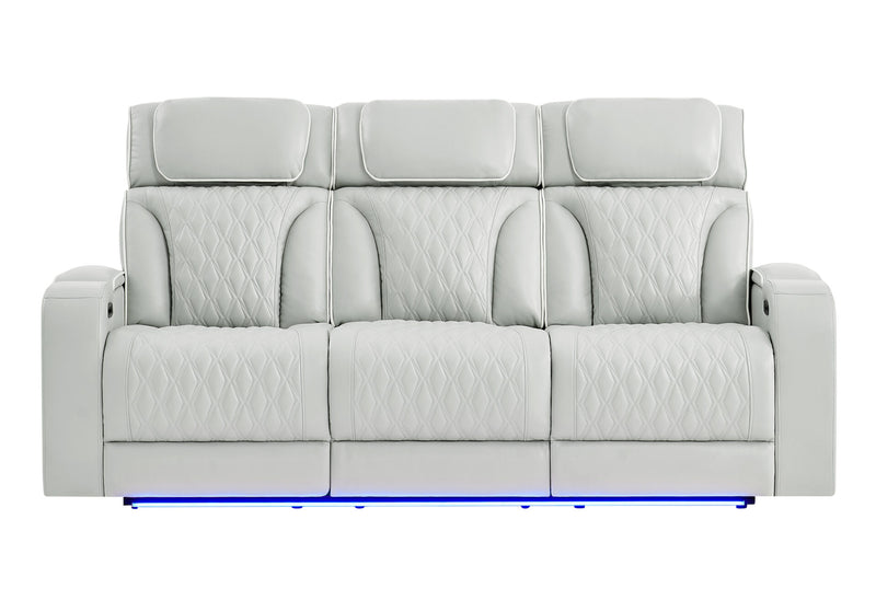 U8611 Blanche Silver Pwr Rec Sofa With Phr And Led - U8611-BLANCHE SIL-PRS W/ PHR LED