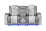 U8000 Grey Pwr Console Rec Loveseat W/Phr, Led And Speaker - U8000-GREY-PCRLS W/ PHR + LED