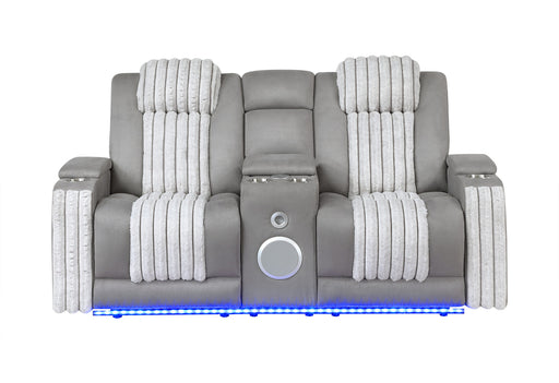 U8000 Grey Pwr Console Rec Loveseat W/Phr, Led And Speaker - U8000-GREY-PCRLS W/ PHR + LED