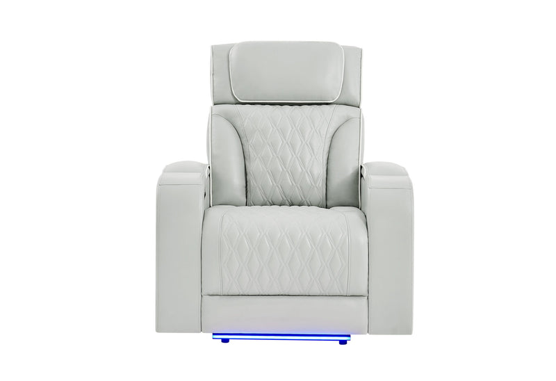 U8611 Blanche Silver Power Recliner With Power Headrest And Led - U8611-BLANCHE SIL-PR W/ PHR LED