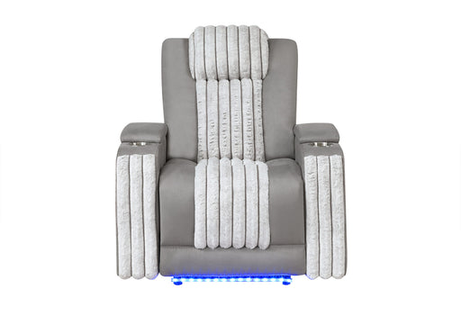 U8000 Grey Power Recliner W/ Power Headrest & Led Light - U8000-GREY-PR W/ PHR + LED