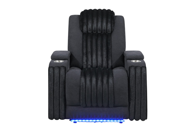 U8000 Black Power Recliner W/ Power Headrest & Led Light - U8000-BLACK-PR W/ PHR + LED