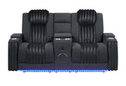 U8000 Black Pwr Console Rec Loveseat W/Phr, Led And Speaker - U8000-BLACK-PCRLS W/ PHR + LED
