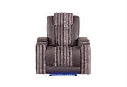 U8000 Brown Power Recliner W/ Power Headrest & Led Light - U8000-BROWN-PR W/ PHR + LED