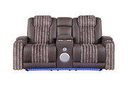 U8000 Brown Pwr Console Rec Loveseat W/Phr, Led And Speaker - U8000-BROWN-PCRLS W/ PHR + LED